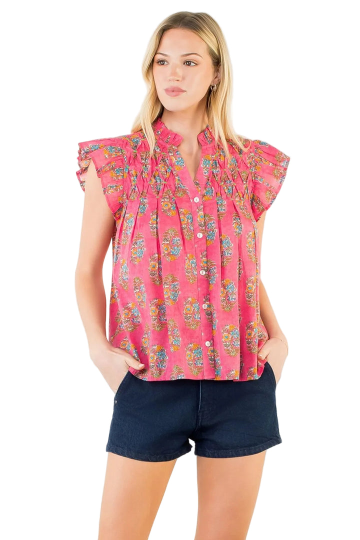 Flutter Sleeve Top (Pink)