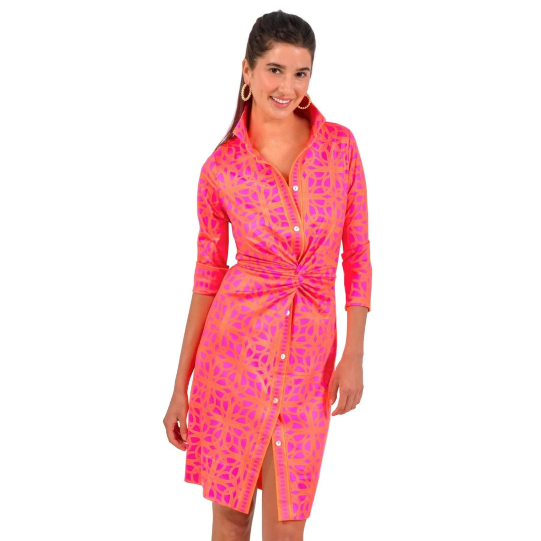 Twist and Shout Dress (Shocking Pink)