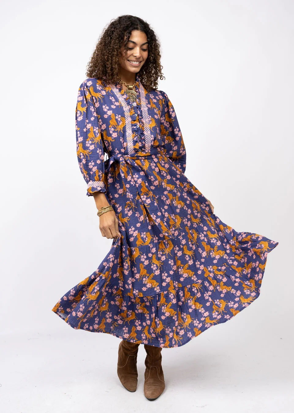 Horse Print Shift Dress (Lavender)