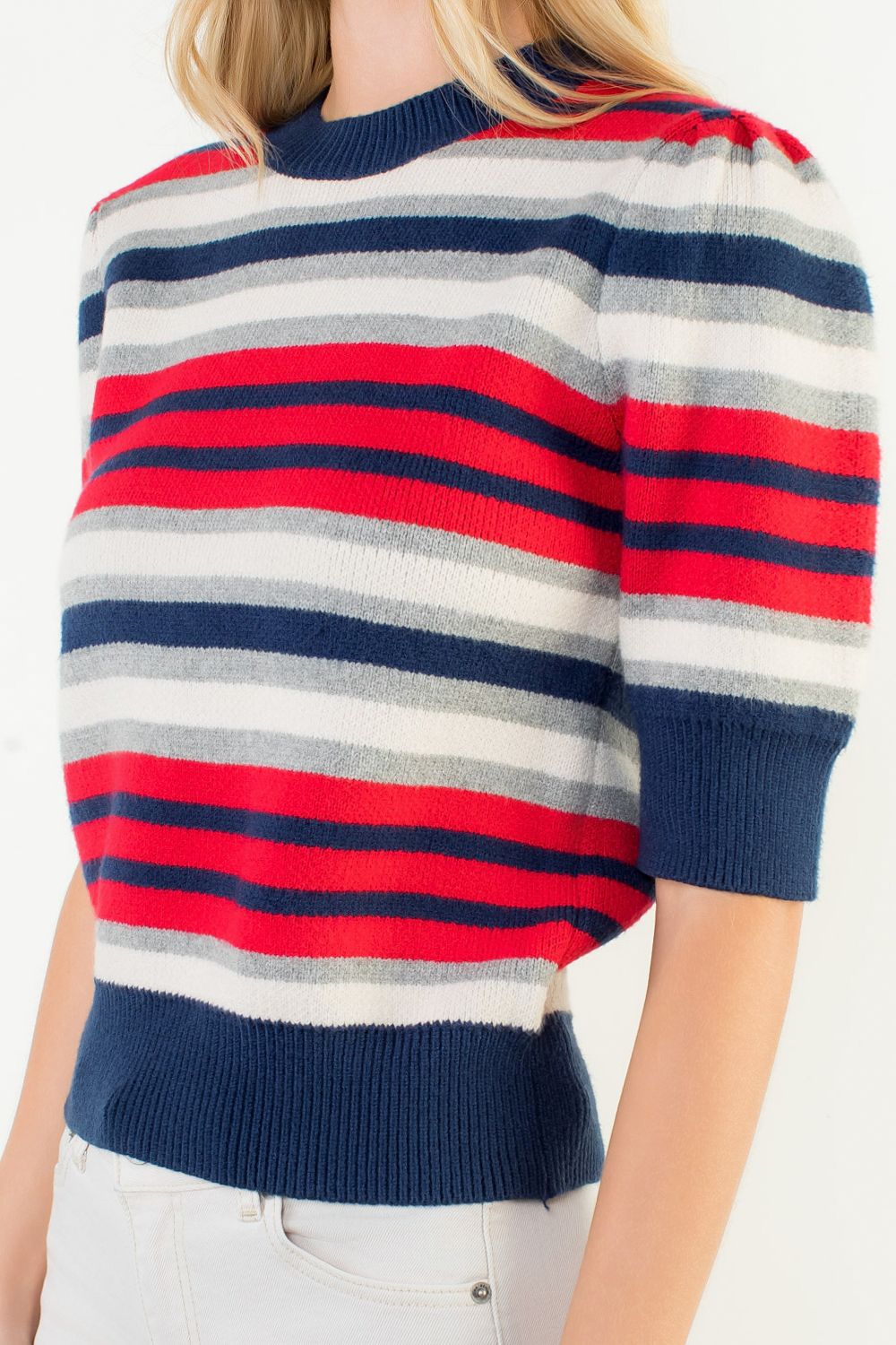 Short Sleeve Knit Top (Navy)